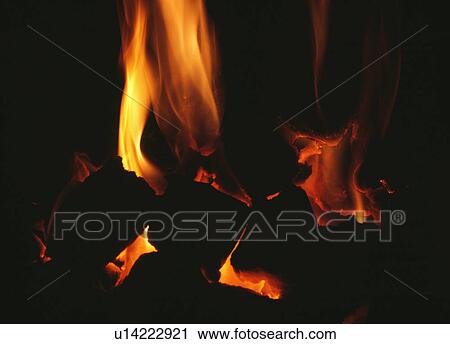 Stock Image - Close up of flames of fire. Fotosearch
