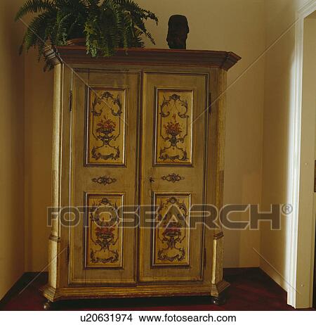 Picture - Close-up of painted antique cupboard. Fotosearch