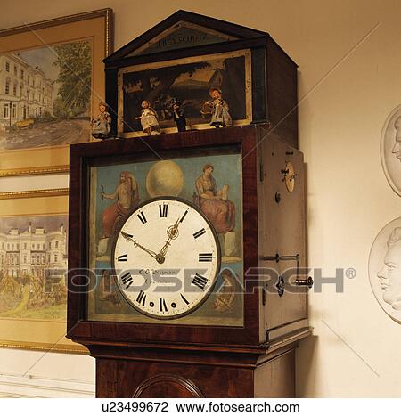 Close-up of painted antique longcase clock View Large Photo Image Stock Image - Close-up of painted antique longcase clock. Fotosearch