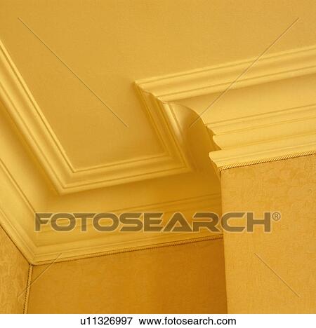 Close-up of plaster cornice View Large Photo Image Stock Photo - Close-up of plaster cornice. Fotosearch