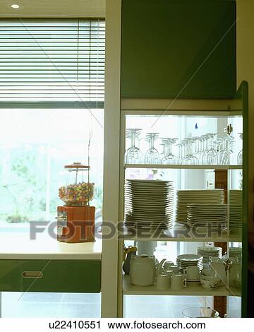 Close-up of white crockery on open shelves View Large Photo Image Stock Image - Close-up of white crockery on open shelves. Fotosearch