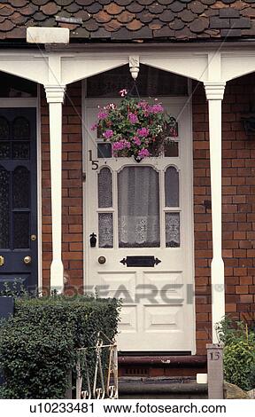 Close-up of white Edwardian front door View Large Photo Image Stock Image - Close-up of white Edwardian front door. Fotosearch