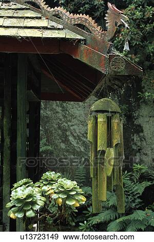 Close-up of wind-chime and dragon ornament on oriental roof View Large Photo Image Stock Photo - Close-up of wind-chime and dragon ornament on oriental roof. Fotosearch