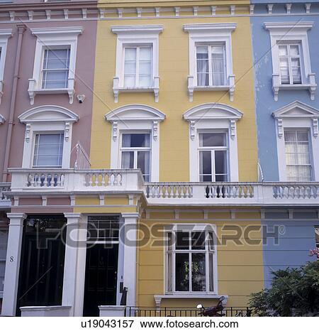 Stock Photo - Colourful Victorian terraced town houses. Fotosearch