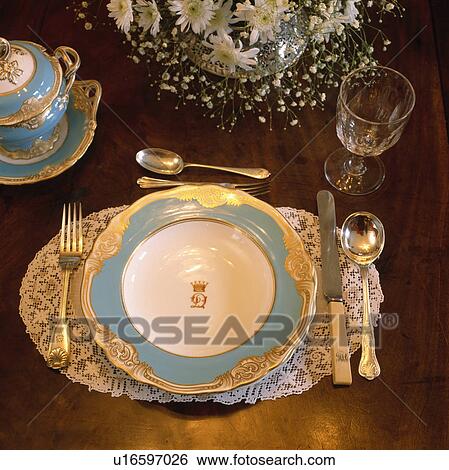 Stock Photograph - crockery, interior, traditional, diningrooms, interiors, settings. Fotosearch