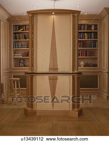 Doors closed on inlaid light wood kichen unit with integral lighting View Large Photo Image Stock Image - Doors closed on inlaid light wood kichen unit with integral lighting. Fotosearch