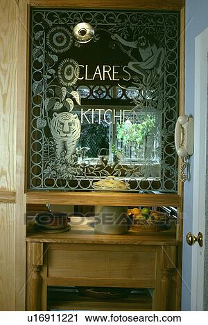 Engraved glass panel above table View Large Photo Image Stock Image - Engraved glass panel above table . Fotosearch