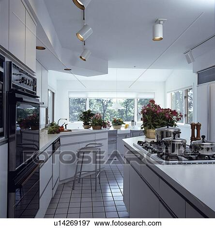Stock Photo - floor, interior, lighting, fixed, white, kitchen. Fotosearch