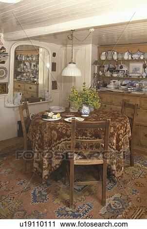 Stock Image - furniture, interior, cottage, diningrooms, interiors, chairs. Fotosearch