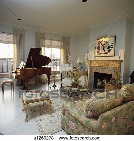 Grand piano in traditional living room View Large Photo Image Stock Image - Grand piano in traditional living room. Fotosearch