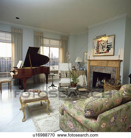 Grand piano in traditional living room View Large Photo Image Stock Image - Grand piano in traditional living room. Fotosearch