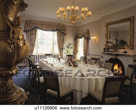 hotel, interior, commercial, diningroom, traditional, interiors View Large Photo Image Stock Photograph - hotel, interior, commercial, diningroom, traditional, interiors. Fotosearch