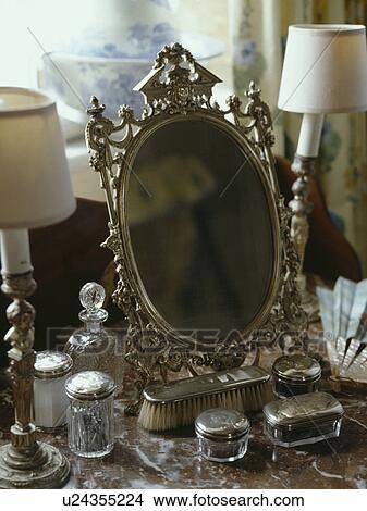 Picture - interior, bedroom, details, traditional, mirror. Fotosearch