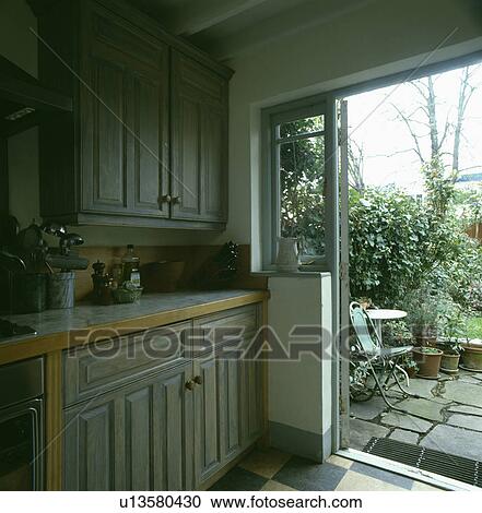 Stock Image - interior, traditional, kitchen, patio. Fotosearch