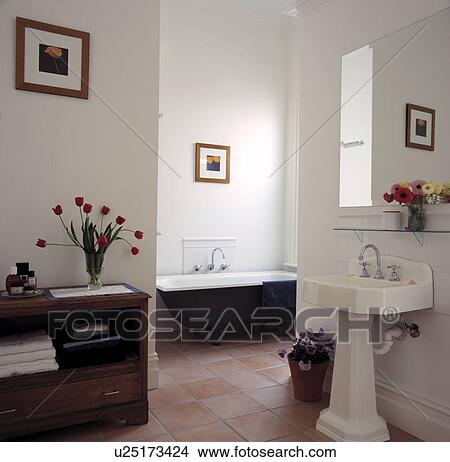 Large and tidy Bathroom with Tiled Flooring View Large Photo Image Picture - Large and tidy Bathroom with Tiled Flooring. Fotosearch