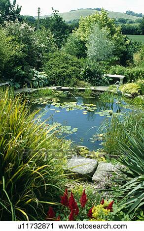 Large circular pond in country garden View Large Photo Image Stock Image - Large circular pond in country garden. Fotosearch