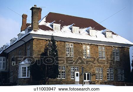 Large traditional country house in snow in Winter View Large Photo Image Stock Photo - Large traditional country house in snow in Winter. Fotosearch