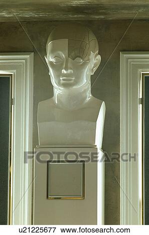 Large white sculpture head on plinth in low-ceilinged hall View Large Photo Image Stock Photo - Large white sculpture head on plinth in low-ceilinged hall. Fotosearch