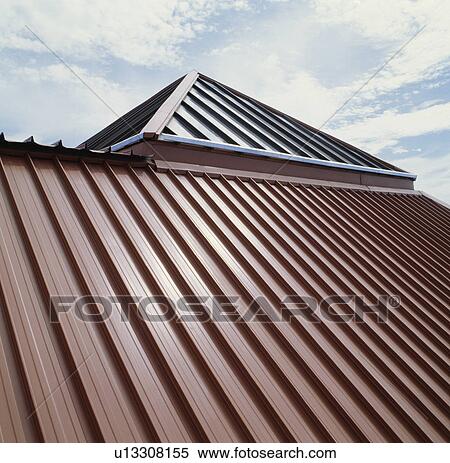 Stock Photography - Metal roof on modern architectural town house. Fotosearch