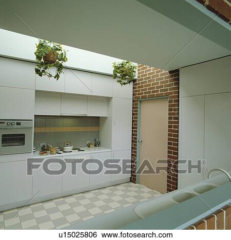 Stock Photograph - monochromatic, interior, town, modern, kitchen. Fotosearch