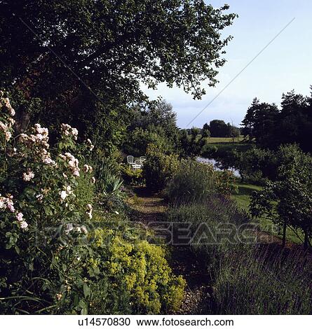 Path beside river at the bottom of country garden in summer View Large Photo Image Stock Image - Path beside river at the bottom of country garden in summer. Fotosearch
