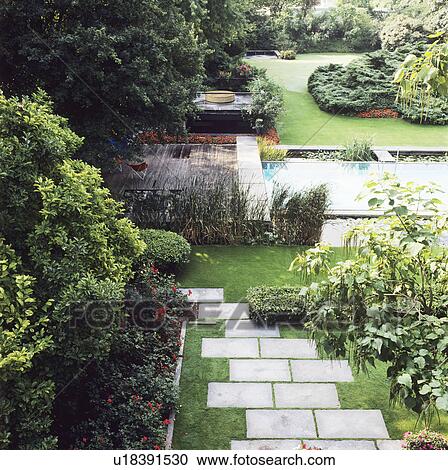 Patio in country garden in summer View Large Photo Image Stock Image - Patio in country garden in summer. Fotosearch