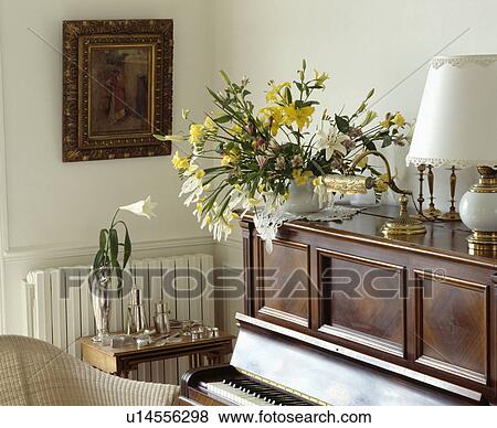 Piano in traditional living room View Large Photo Image Stock Photo - Piano in traditional living room. Fotosearch