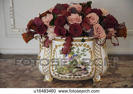 Pink and red roses in antique porcelain bowl View Large Photo Image Stock Image - Pink and red roses in antique porcelain bowl. Fotosearch