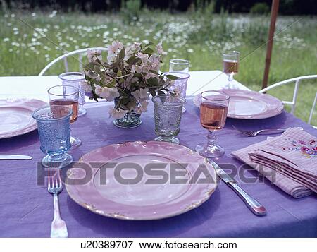 Pink plates and napkins on mauve tablecloth View Large Photo Image Stock Photo - Pink plates and napkins on mauve tablecloth. Fotosearch