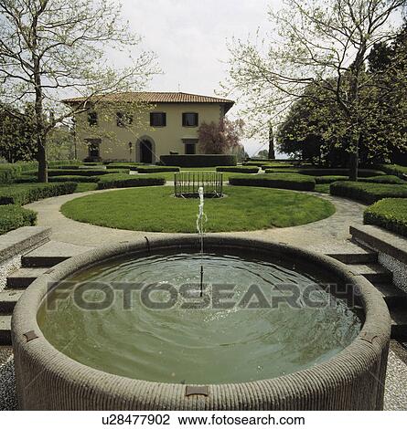 Raised circular pool and fountain in Italian country garden View Large Photo Image Stock Image - Raised circular pool and fountain in Italian country garden. Fotosearch