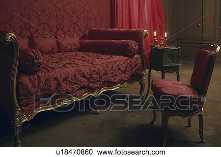 Red antique sofa in traditional red living room View Large Photo Image Stock Image - Red antique sofa in traditional red living room. Fotosearch