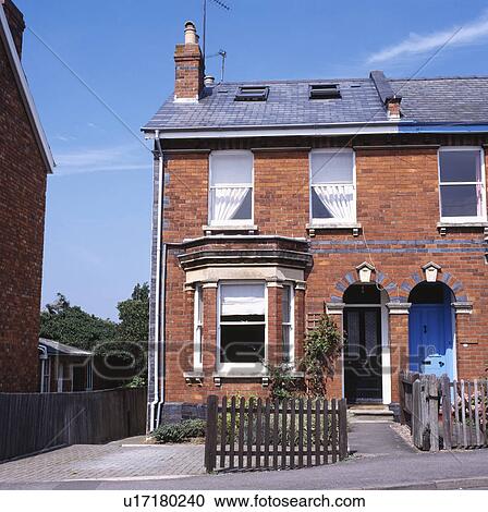 Red brick semi-detached Victorian house View Large Photo Image Stock Image - Red brick semi-detached Victorian house. Fotosearch