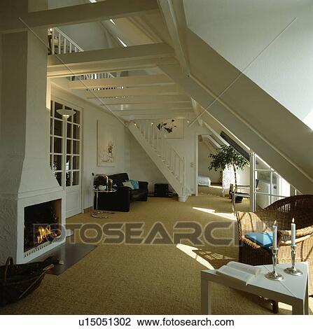 Sisal carpet and fireplace in uncluttered modern living room View Large Photo Image Stock Image - Sisal carpet and fireplace in uncluttered modern living room. Fotosearch