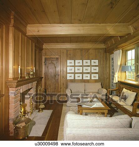 Small panelled Scandinavian living room View Large Photo Image Stock Photo - Small panelled Scandinavian living room. Fotosearch