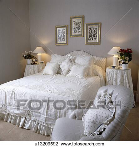 soft-furnishings, interior, linen, pillows, lace, freestanding, bed View Large Photo Image Stock Image - soft-furnishings, interior, linen, pillows, lace, freestanding, bed. Fotosearch