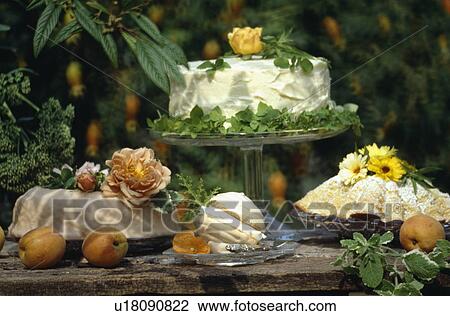 Still-life of floral-decorated cakes View Large Photo Image Stock Image - Still-life of floral-decorated cakes. Fotosearch