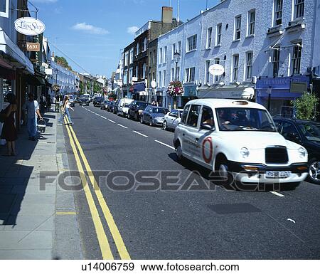 Stock Photo - taxi cab, outside, walton street, london, commercial. Fotosearch