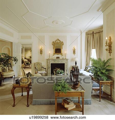 Stock Photo - Traditional cream country drawing room. Fotosearch