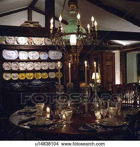 Picture - traditional, interior, cottage, diningrooms, country, lighting. Fotosearch