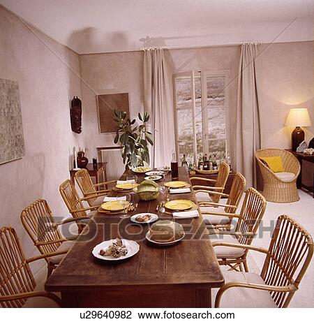 Stock Image - traditional, interior, furniture, table, settings, country. Fotosearch