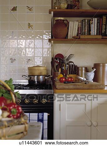 Vegetables on chopping board beside oven in small cottage kitchen View Large Photo Image Stock Image - Vegetables on chopping board beside oven in small cottage kitchen. Fotosearch