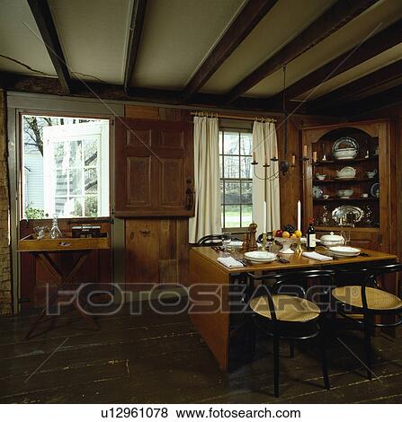 view, interior, panelling, furniture, chair, settings, diningrooms, country, traditional View Large Photo Image Stock Photo - view, interior, panelling, furniture, chair, settings, diningrooms, country, traditional. Fotosearch