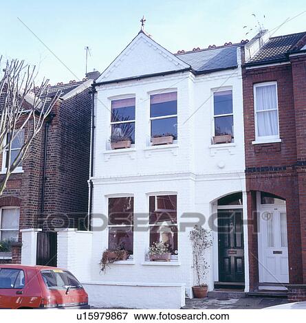 White semi detached Edwardian townhouse View Large Photo Image Stock Photo - White semi detached Edwardian townhouse. Fotosearch