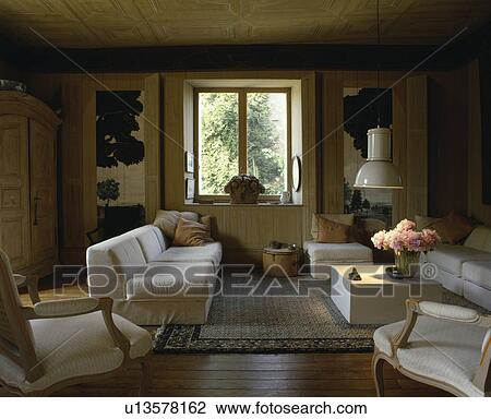 White sofas in modern country living room View Large Photo Image Stock Image - White sofas in modern country living room. Fotosearch