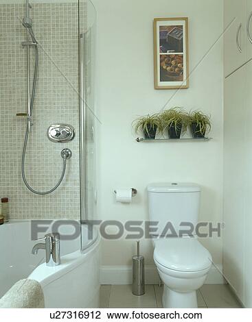 White wc and bath with shower View Large Photo Image Stock Image - White wc and bath with shower. Fotosearch