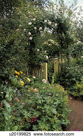 Wooden gate in country garden View Large Photo Image Stock Photography - Wooden gate in country garden. Fotosearch