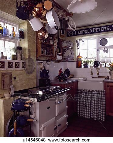 Stock Photo - agas, interior, cottage, kitchens, interiors, hobs. Fotosearch