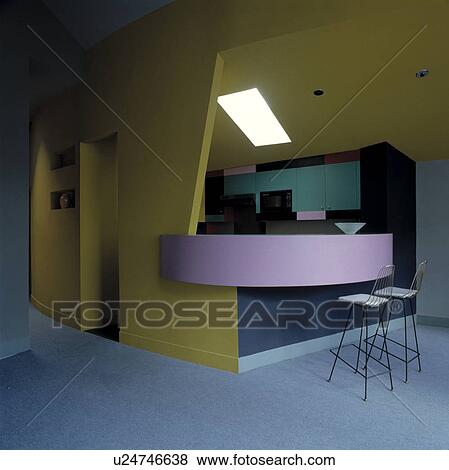 Architectural kithen painted yellow, purple and green View Large Photo Image Stock Photo - Architectural kithen painted yellow, purple and green. Fotosearch