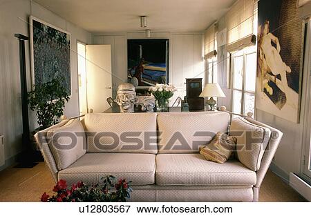 Beige sofa in modern living room View Large Photo Image Stock Photo - Beige sofa in modern living room. Fotosearch