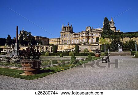 Blenheim Palace, Woodstock, near Oxford, Oxfordshire, England. View from lower water terrace View Large Photo Image Picture - Blenheim Palace, Woodstock, near Oxford, Oxfordshire, England. View from lower water terrace. Fotosearch